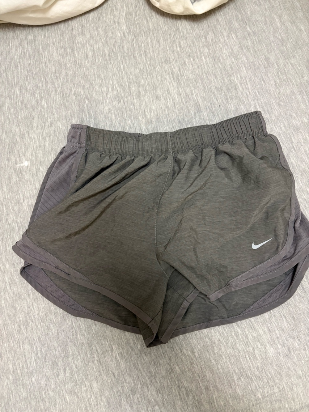 Nike Women's Gray Running Shorts with White Swoosh